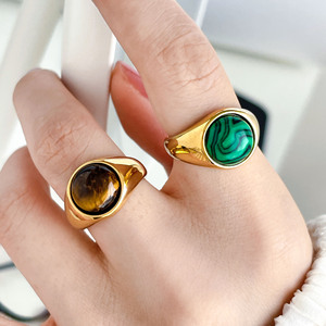Bague en acier inoxydable avec <span class=keywords><strong>pierre</strong></span> naturelle, agate <span class=keywords><strong>opale</strong></span>, malachite, bijoux pour femmes, anillos de piedra bague <span class=keywords><strong>pierre</strong></span> naturelle - Product Image 3