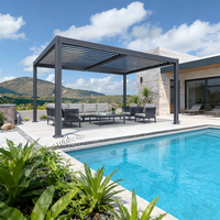 Pergola en aluminium d'extérieur 4x6m, motorisée, rétractable, anti-UV, avec toit à lamelles réglables, imperméable, pour piscine, bar, barbecue