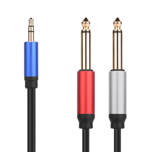 GAZ-CB36 haute Performance 3.5mm à double 6.5mm <span class=keywords><strong>adaptateur</strong></span> <span class=keywords><strong>Jack</strong></span> câble Audio Mono stéréo Y répartiteur câbles mâle à mâle - Product Image 3
