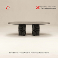 Table à manger ronde en bois massif d'Amérique du Nord, design italien moderne, luxe léger, personnalisable, plateau en marbre, pour villas et restaurants