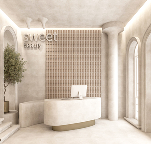 Peluquería de lujo Estación de espejo Led Barra de uñas moderna Muebles de salón de belleza Barbería Interior Diseño 3D - Product Image 6