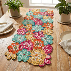 Camino de Mesa Bordado Floral de Algodón, Decoración Bohemia para el Hogar, Lavable - Product Image 3