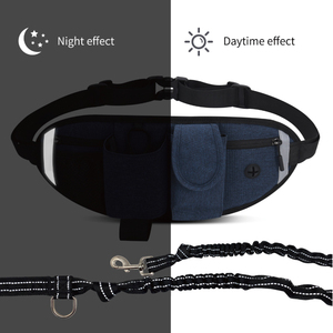 Dual-handle Multi Functional <strong>Hands</strong> <strong>Free</strong> <strong>Dog</strong> Leash with Adjustable Waist <strong>Belt</strong> Zipper Pouch for Running - Product Image 5