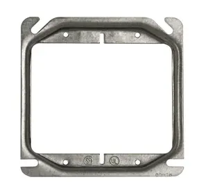4 Inch Square 2-Device Covers 1/2" Raised Galvanized Steel Mud Ring Silver Drawn For Metal Box Cover Plaster Ring