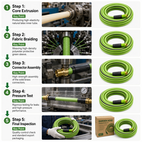 Tuyau d'arrosage industriel vert de 45 m, anti-pli, haute pression, flexible, avec raccords en laiton, pour l'irrigation de grandes surfaces agricoles