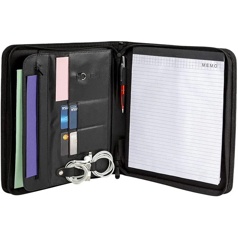 Chất Lượng Cao Cấp Người Đàn Ông Sang Trọng Kinh Doanh Danh Mục Đầu Tư Padfolio Dây Kéo Chất Kết Dính Thư Mục Tài Liệu Túi Da