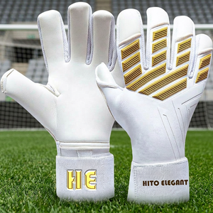 Gants de maintien de but de football de sport de qualité supérieure Gants de protection des doigts respirants personnalisés de marque privée Gants de football couleur blanche et brillante - Product Image 3