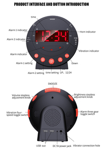 Dos grupos de alarmas, el tiempo de alarma predeterminado es de <span class=keywords><strong>5</strong></span> <span class=keywords><strong>minutos</strong></span>, reloj <span class=keywords><strong>despertador</strong></span> digital, altavoz - Product Image 4