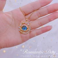 Jeutelis 18K Or En Acier Inoxydable Lien Chaîne Collier Zircon Amour Couple Soleil Lune Planète Romantique Mode Pendentif pour Femmes Cadeau