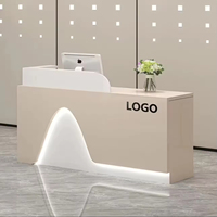 Comptoir de réception moderne minimaliste avec éclairage LED, logo personnalisé, table de réception pour salon de beauté, bureau, clinique, hôtel