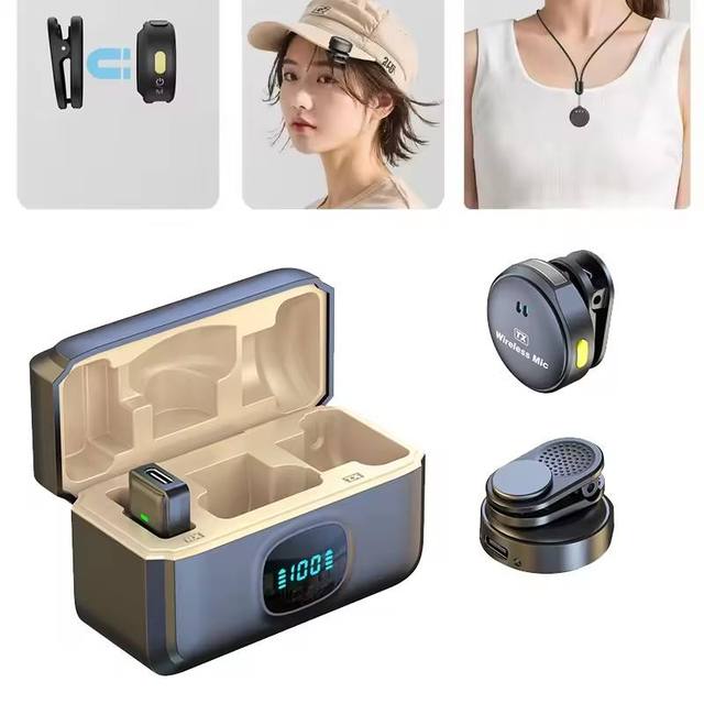 Q8 Magnetic Charging Case Mini USB Clip Pro Mobile 2.4G Mike Wireless Lavalier Camera Collar Microphone for Smartphone Lavaliers