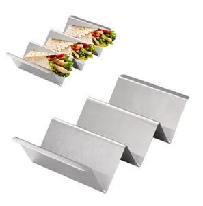 CHRT Custom Stylish Restaurant Stainless Steel Food Truck Taco Tray Plate Shell Rack Stand Holder