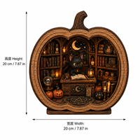 Décoration d'Halloween à poser sur table en bois de tilleul, motif citrouille sorcière et chat noir, à découper et graver soi-même, souvenir