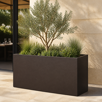 Jardinière architecturale moderne grande en acier galvanisé pour extérieur, bac à plantes commercial, mobilier paysager urbain, antirouille