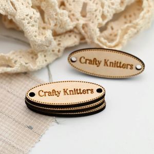 Custom Laser Engraved Ellipse <b>Wooden</b> Tags 15x40mm Waterproof Eco-Friendly Durable for Bags Shoes Clothing Keychain Portable Use - Product Image 2