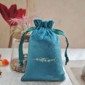 Sacs en velours personnalisés avec logo imprimé, sacs à cordon pour bijoux, cosmétiques, vernis à ongles, emballage en velours avec cordon - Product Image 1