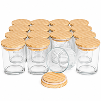 Bocaux en verre transparent avec couvercles en bambou 8oz 10oz 12oz 14oz – Contenants vides pour la fabrication de bougies parfumées – Fournitures en gros
