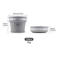 Tamaño de bolsillo personalizado 270ml Eco Friendly 9oz Tazas plegables de silicona Taza de bebida plegable Taza de viaje plegable para ir Taza para acampar