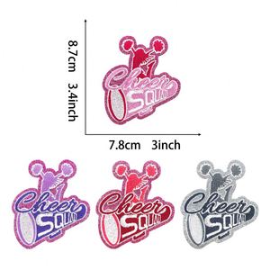 New Hot Colorful Iron on Glitter Edge Embroidered Cheer Girl Patch for T-shirt Hoodies <b>Hat</b> <b>Bag</b> Decoration - Product Image 2