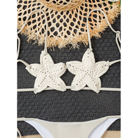 Nouveau maillot de bain d'été tissé Hellow, bikini étoile à cinq branches blanc, simple et sexy, avec bretelles à nouer