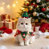 Waylivo Cosplay de Noël pour animaux de compagnie : Bavoirs et chapeaux, Cadeaux de fêtes style Instagram, Costumes décoratifs pour animaux, Accessoires pour animaux motif sapin de Noël