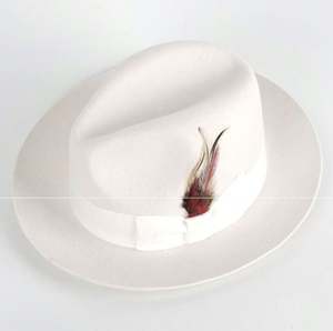 Chapeau Fedora Unisexe en Laine avec Ruban et Plumes, Chapeau Jazz pour Homme, Chapeau en Feutre de Laine pour Fête et Banquet, Chapeau Fedora Bleu en Laine pour Homme - Product Image 5