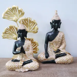 Redeco Fashion Polyresin Statues Asian Decorative Resin Buddha Ornaments Indian Buddhism Sitting Sleeping Buddha