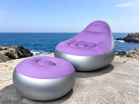 Fauteuil gonflable en PVC floqué, pliable, inclinable avec repose-pieds, siège portable pour salon, chambre et extérieur