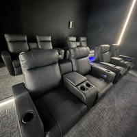 Ensemble canapé inclinable pour cinéma maison moderne simple à un siège en cuir véritable réglable électrique extensible chambres en bois
