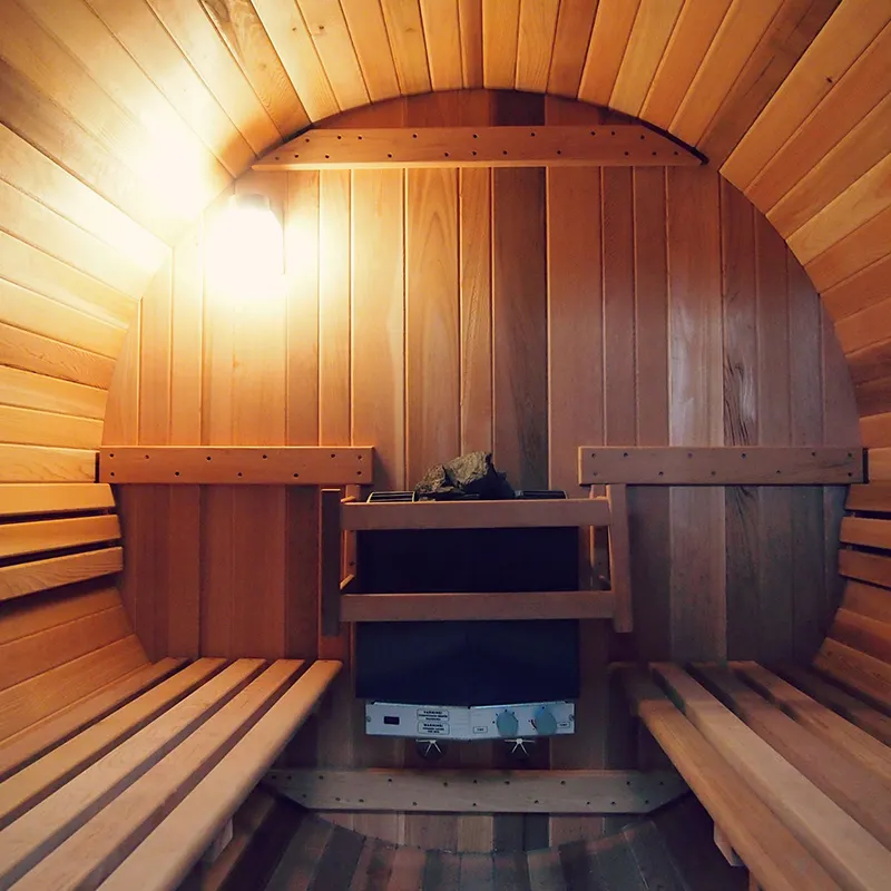 Design moderno all'aperto in legno rotondo Sauna barile 2.5 m con stufa Sauna esterna