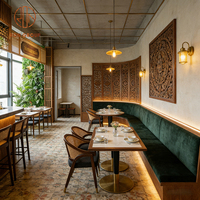 Canapé en velours vert foncé de luxe moderne avec chaise en cuir et rotin, base en métal, table en marbre, mobilier pour salon de thé, café, hôtel