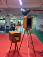 Photomaton à impression instantanée en verre trempé double face en chêne avec écran tactile compatible iPad et DSLR