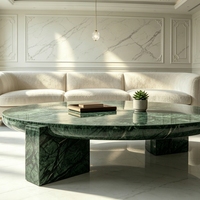 Table basse ronde moderne de style naturel de luxe en marbre vert indien pour salon, villa, hôtel, décoration