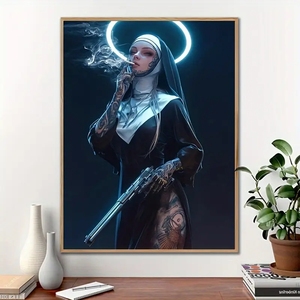 Chic Nun Canvas Art Print Sexy Humorous Wall Art Pictures Decoración del hogar Artwork Wall Painting - Product Image 1