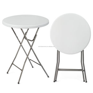 <span class=keywords><strong>Tavolo</strong></span> da Bar Pieghevole Rotondo in <span class=keywords><strong>Plastica</strong></span> da 32 Pollici con Piano in HDPE e Telaio in Metallo <span class=keywords><strong>Grigio</strong></span>, Ideale per Feste all'Aperto - Product Image 1