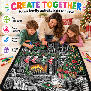 Custom Christmas DIY Coloring Blanket Washable Reusable Soft <b>Flannel</b> Fleece Graffiti Blanket Family Christmas Gift for Kids - Product Image 1