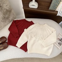 Bébé filles chandails de noël pull boule torsadée de haute qualité à manches longues couleur unie pull en tricot enfant en bas âge filles chandails