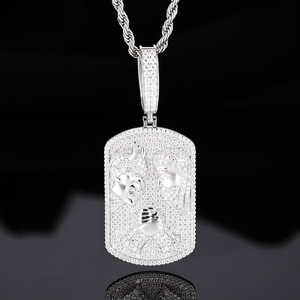 Collier Hip-Hop en argent tibétain, style européen et américain, nouvelle mode, personnalisé, entièrement serti de moissanite, pendentif de <span class=keywords><strong>dessin</strong></span> <span class=keywords><strong>animé</strong></span> - Product Image 1