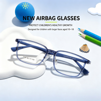 Montures de lunettes colorées en silicone TR avec airbag pour adolescents de 10 à 18 ans, grand format
