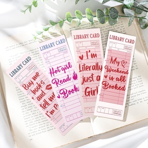 Segnalibri Vintage in Carta Rosa, Regali all'Ingrosso, Segnalibri a Forma di Tessera Biblioteca per Donne, Ragazze, Studentesse, Amanti dei <span class=keywords><strong>Libri</strong></span>, con Citazioni Retrò - Product Image 5