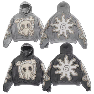 Felpa corta larga da <span class=keywords><strong>uomo</strong></span> Senior 100% cotone Street Wear con cappuccio può essere personalizzata felpa con cappuccio traspirante con logo ricamato - Product Image 1
