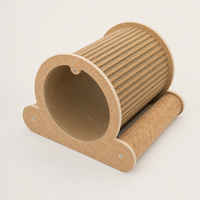 Rascador para Gatos de Corcho en Forma de Túnel, Superficie de Rascado Corrugada, Paneles Laterales de Corcho Natural con Patas de Gato, 340 x 290 x 255 mm