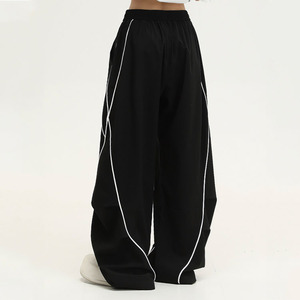 Pantalon de survêtement pour homme sur mesure à rayures, ample, coupe droite, jambe large, taille élastique, mi-longueur, en molleton coloré, décontracté - Product Image 3