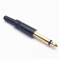 Prise jack mono noire TS 6,35 mm, 2 pôles, stéréo, prise mâle 1/4 pouce, connecteur en aluminium plaqué or, connecteur à souder en métal, prise pour guitare et microphone