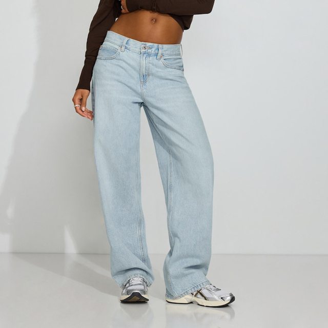 Custom Streetwear Y2K Baggy Denim Pants Vintage Light Wash Loose Casual Ladies Low Rise Wide Leg Jeans Women