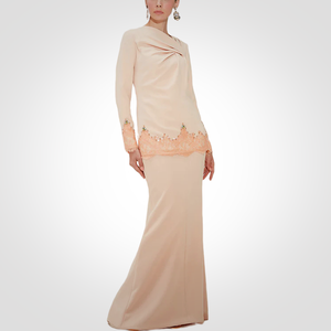 Sipo Moden Baju kurung ชุดเดรสสั้นคอเสื้อพร้อมผ้าลูกไม้ชายกระโปรงอีดมาเลเซียรายาขายส่งพิมพ์ลาย - Product Image 3