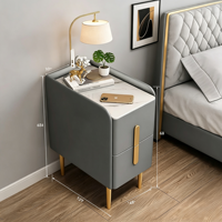 Table de chevet multifonctionnelle avec plateau en verre, 2 tiroirs, charge sans fil, ports USB, éclairage LED, design moderne et écologique pour la maison