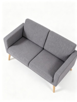 Canapé 2 places en lin gris, coussin séparé, style Chesterfield moderne, petit canapé avec pieds en bois massif, certifié BSCI, pour salon et entrepôt