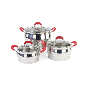 Youaxa — ensemble d'ustensiles <span class=keywords><strong>de</strong></span> cuisine en acier inoxydable, antiadhésif, poignée rouge, casseroles et poêles, vente en gros - Product Image 1