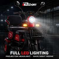 Tricycle électrique 3 places pour adultes, scooter électrique à 3 roues 60V 800W, scooter de mobilité avec éclairage LED et double suspension pour la famille